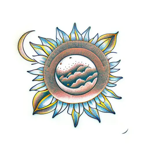 Sunflower With The Moon And Back And Infinity And Beyond With Ajay Inside Of It