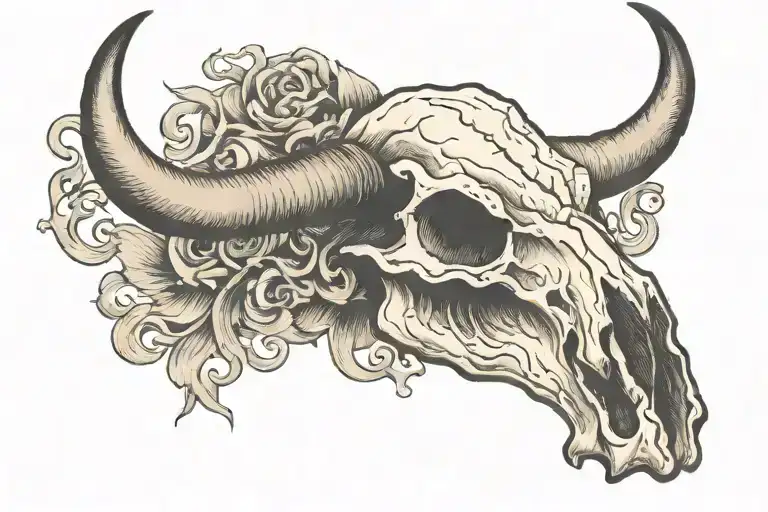 Bull Skull With Smoke Behind It