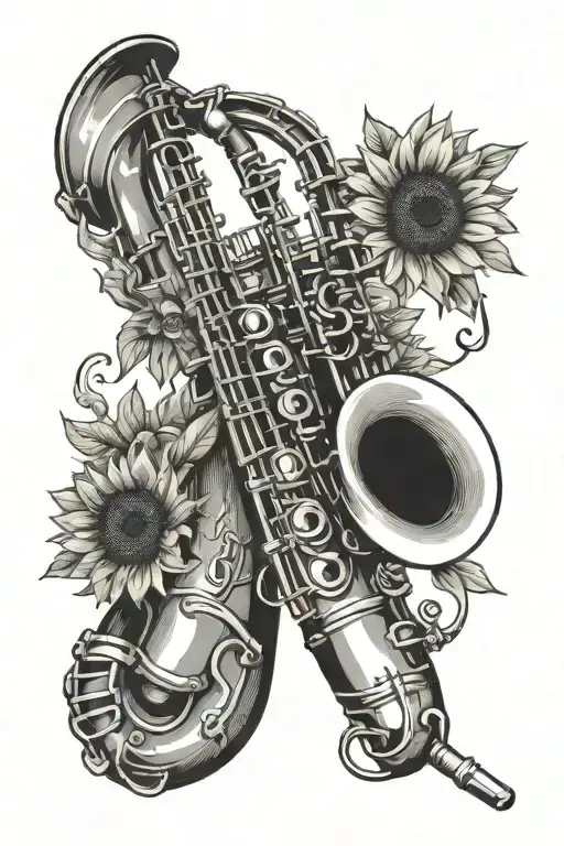 Saxophone Wrapped With Sunflower