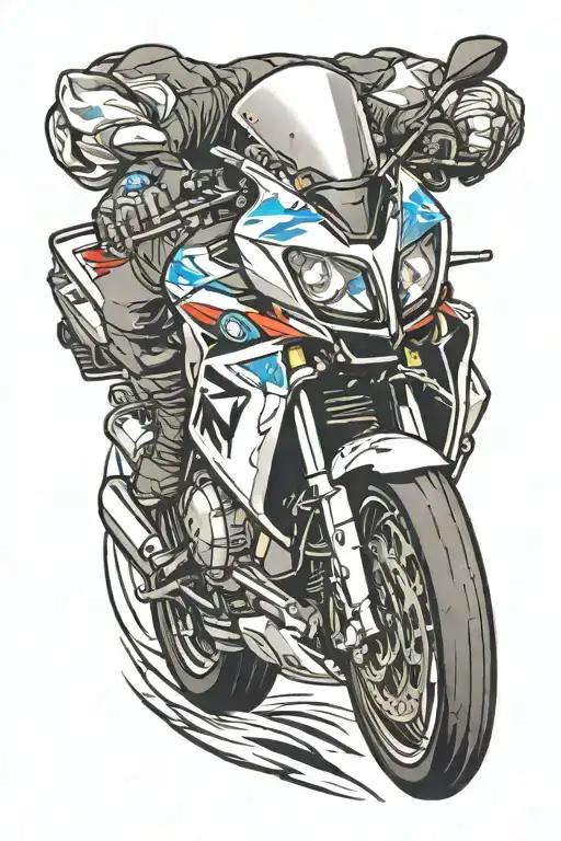 Cartoon Panel Bmw S1000rr Driving Fast Towards And Outside Of Frame