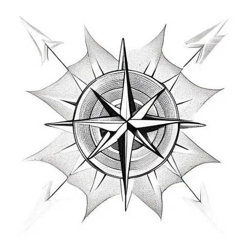A Compass With An 8-Pointed Star In The Background