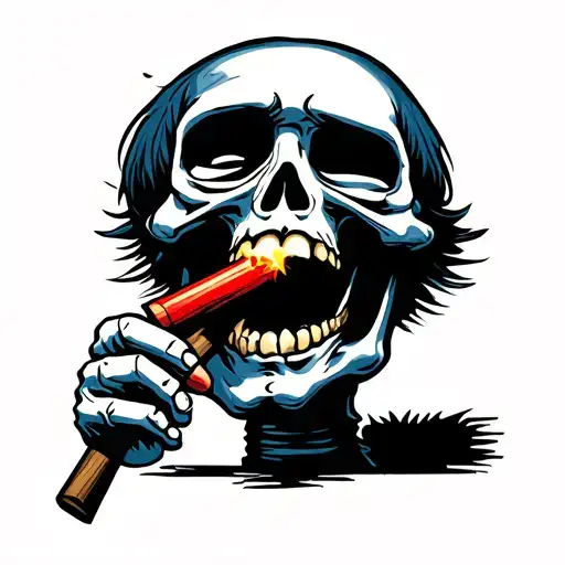 Winking Skeleton With A Stick Of Dynamite In His Teeth