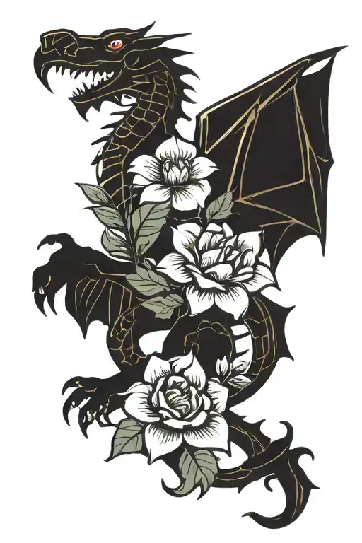 Flowers And Welsh Dragon