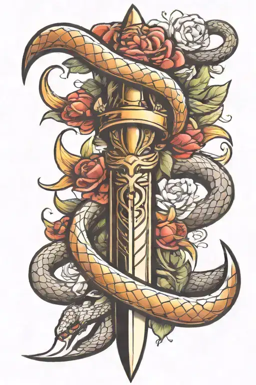 A Dagger Adorned With Femenine Snake