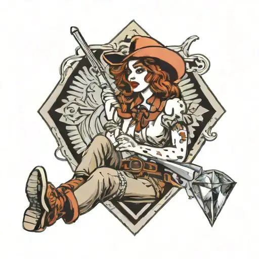 Red Headed Cowgirl Sitting On A Diamond