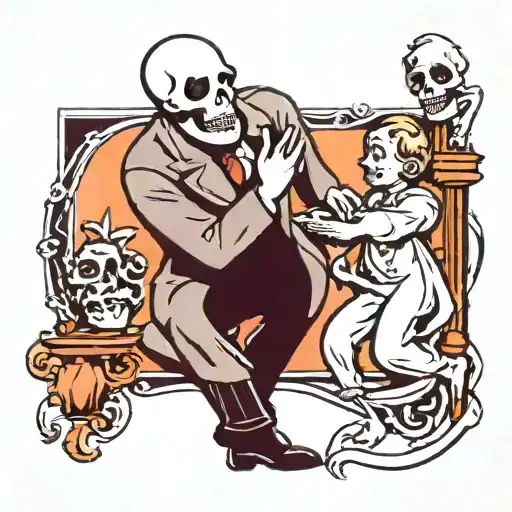 A Ghostly Figure Embracing A Dad Figure In A Loving Gesture