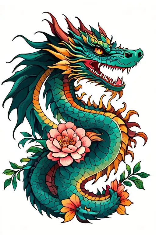 Dragon With Flowers