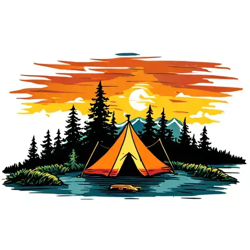 Camping Scene With A Tent