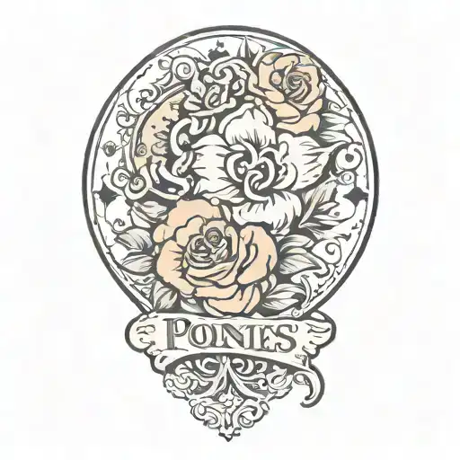 Ponies Flower Tattoo With Wife Name