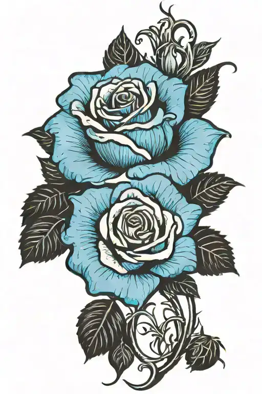 Blue Rose With Balck Stem With The Number 360 In It