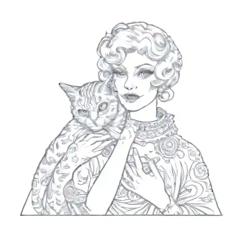 A Devil Woman Holding A Cat