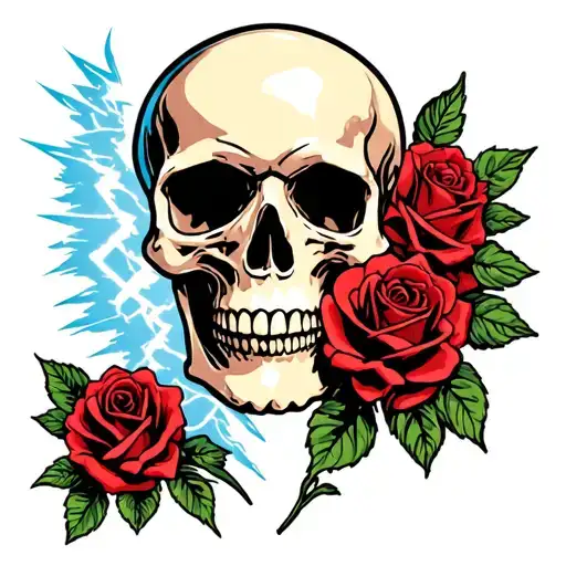 Skull And Roses Grateful Dead Lightning Bolt