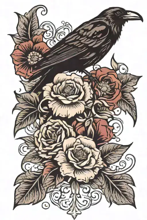 Raven And Dark Flower