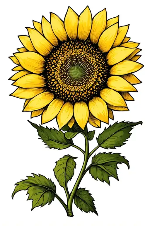 Yellow Colored Sunflower With Minimalist Design