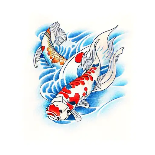 Koi Fish In Waterfall