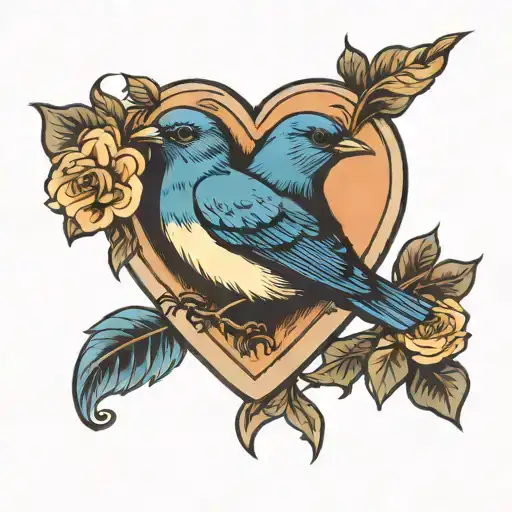 Blue Bird Inside A Heart