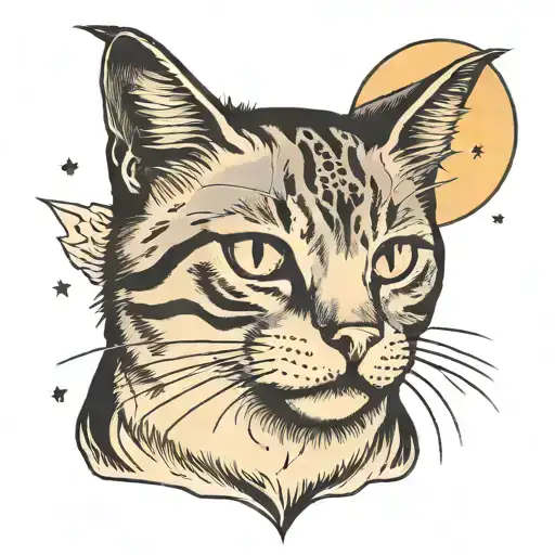 Cat Looking At The Moon