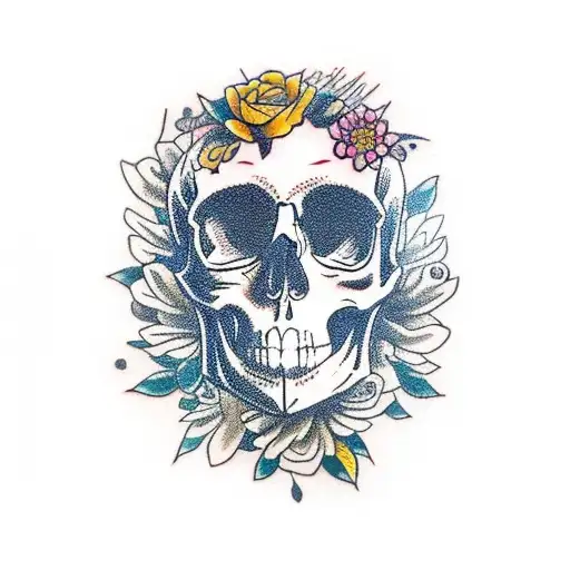 A Skull Consisting Of Flowers