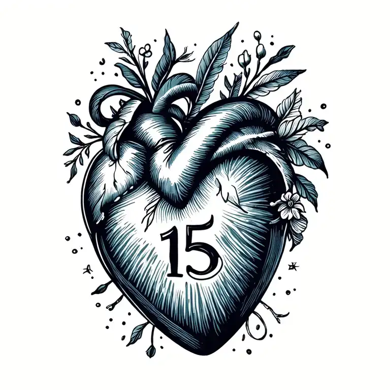 A Mom Heart With The Nummber 15 In It