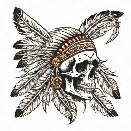 Pictures Of Native American Skull And Feathers
