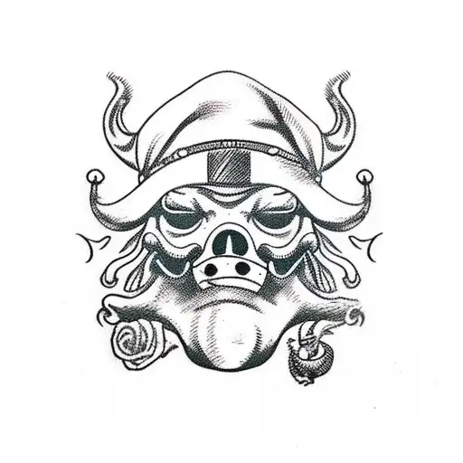 Pig Face Jolly Roger Long John Silver Pirate From Treasure Island