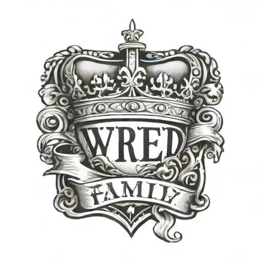 Tje Word Family Spelled Put In Curise On My Outer Forarm With A Kings Crown Above The Letter F