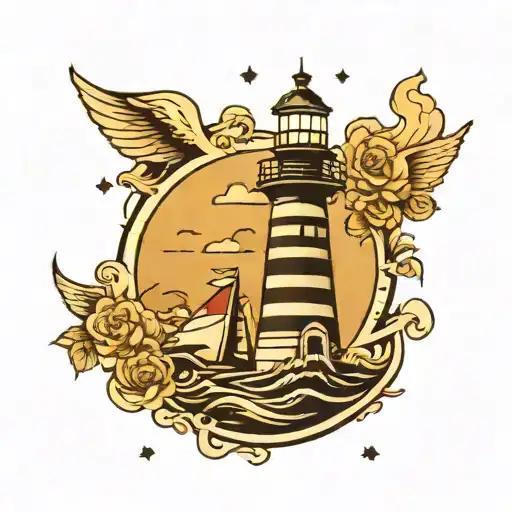 Black And White Striped Lighthouse Shining