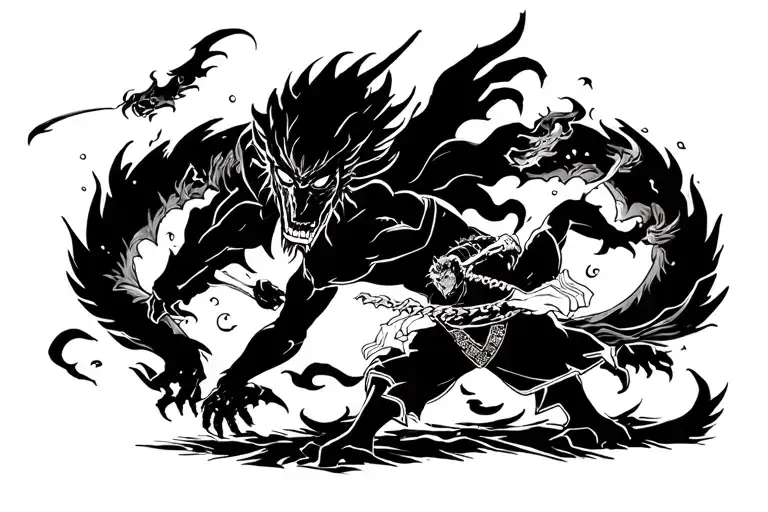 Sasuke Susanoo Fighting A Demon