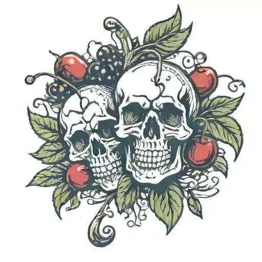 Cherries With Skulls Tarot Card