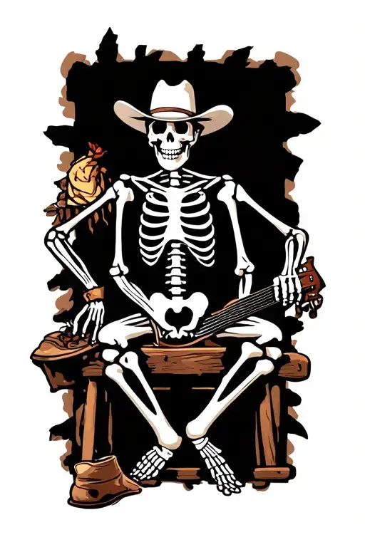 Cowboy Skeleton Sitting