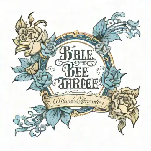 A Blue Floral Wreath Encircling A Bible Verse Written In Elegant Calligraphy