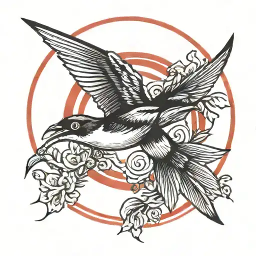 Red Circle And Swallow