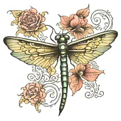 Dragon Fly With Hearts On Its Body And Wings