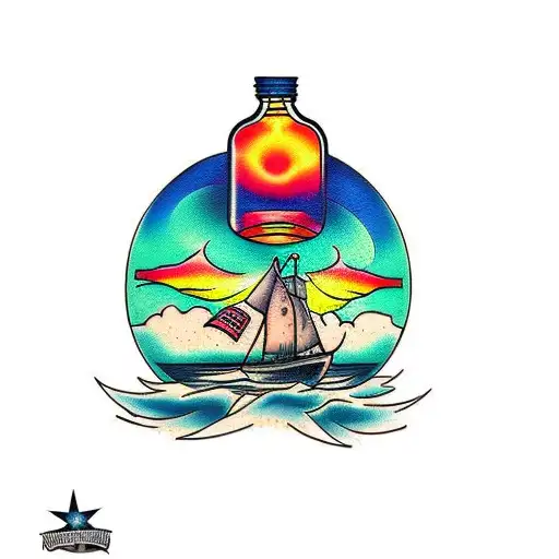 A Sunset Inside A Glass Bottle