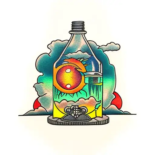 A Sunset Inside A Glass Bottle