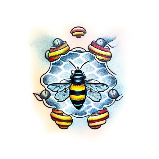 Honeycomb With Bee