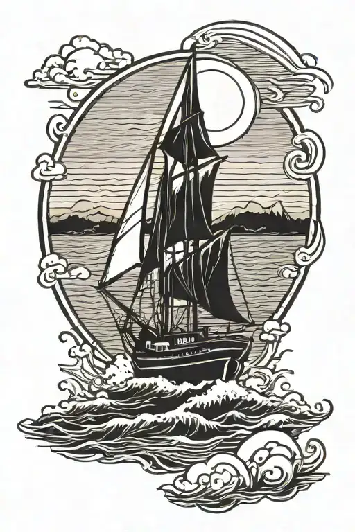 Sailboat Into Sunset