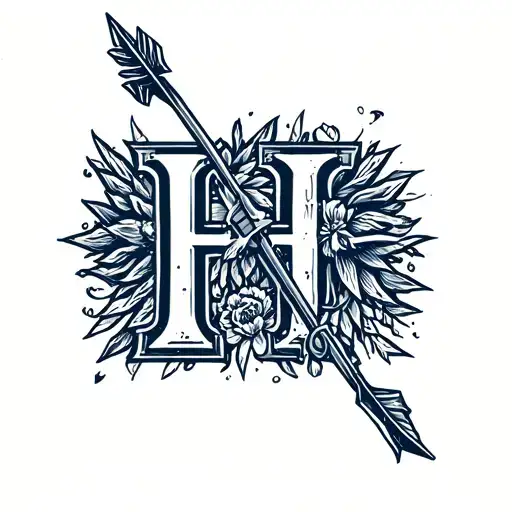 A Bow And Arrow In The Shape Of An Upper Case H