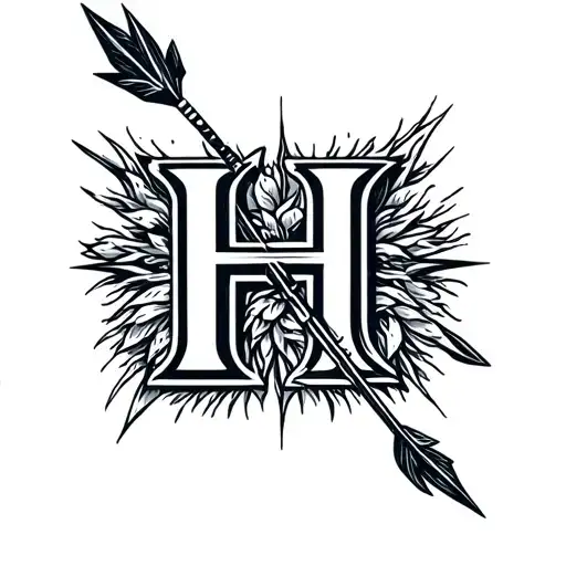 A Bow And Arrow In The Shape Of An Upper Case H