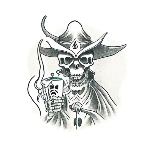 Grim Reaper On Horse Holding Lantern