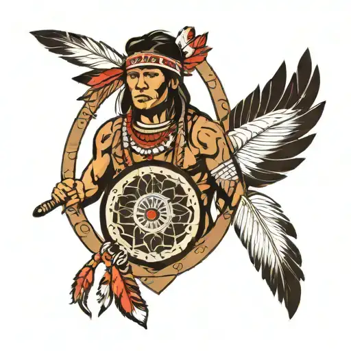 A Native American Warrior Holding A Dreamcatcher Shield