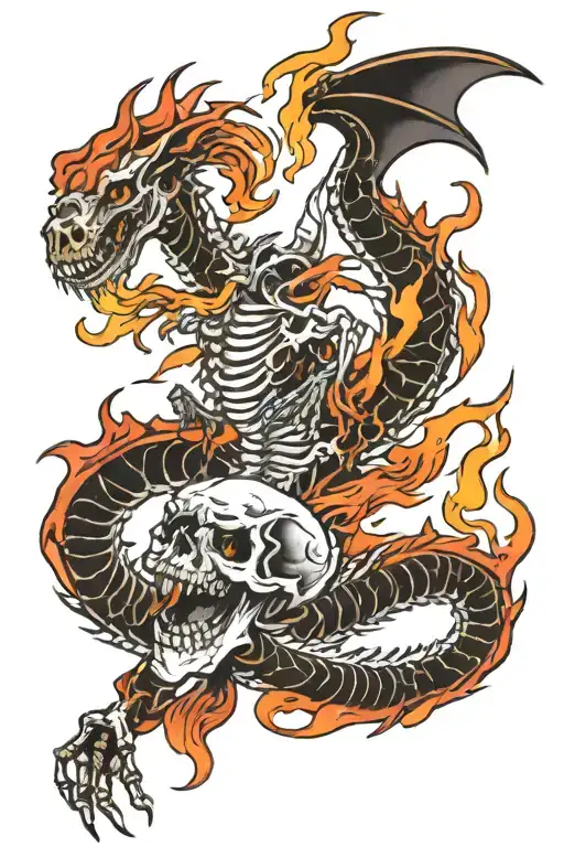 Flaming Dragon Skeleton