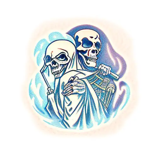 The Grim Reaper Holding A Najed Woman