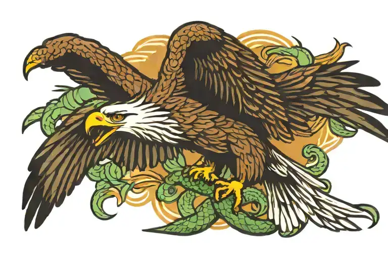 Eagle Fighting A Snake
