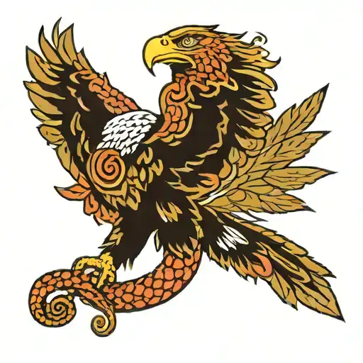 Eagle Fighting Snake Intertwined