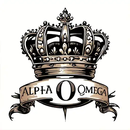 Alpha Omega Crown Monogram Tattoo Design