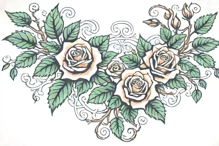 Rose Vines With Ivy Vines Chest Piece