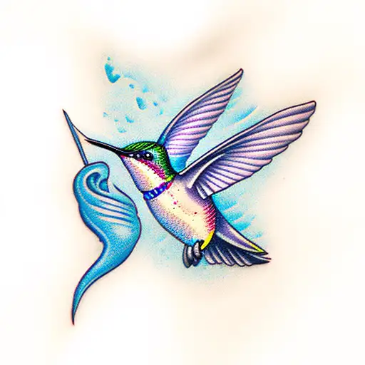 Flying Hummingbird With A Wale Tail