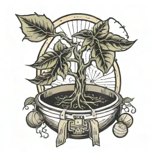 A Money Tree Growing Out Of A Basketball Hoop