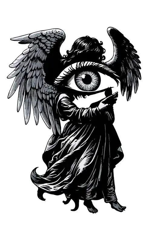 Evil Eye With Angel Holding